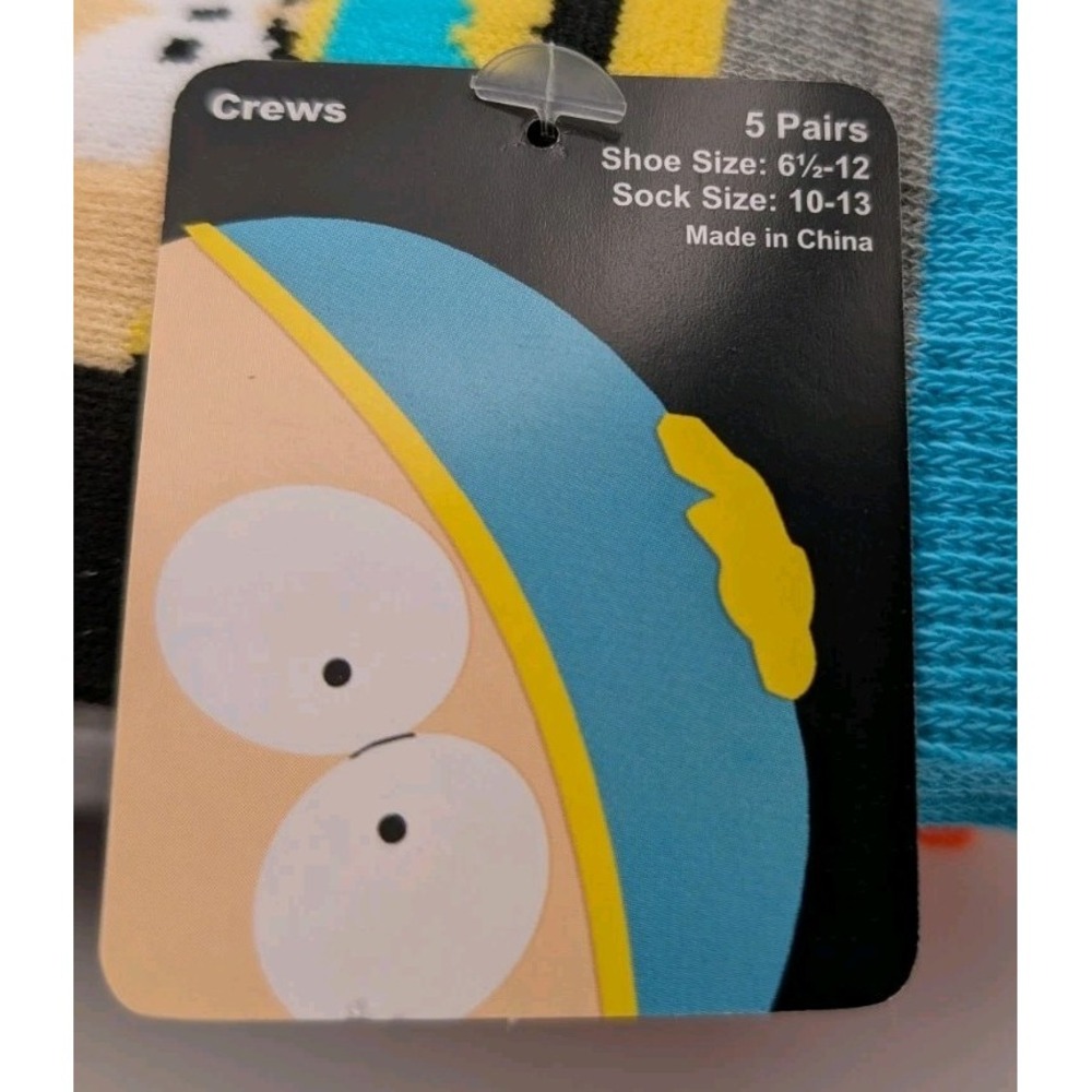 South Park 5 Pair Crew Socks Men's Shoe Size 6.5-12 Sock Size 10-13 Novelty NEW - Picture 3 of 6